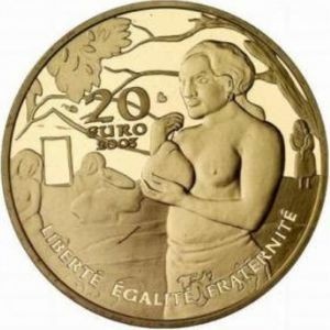 Реверс монеты Франция, 20 евро, 2003, 100 лет со дня смерти Поля Гогена