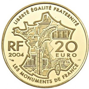 Аверс монеты Франция, 20 евро, 2004, Авиньон и Папский дворец