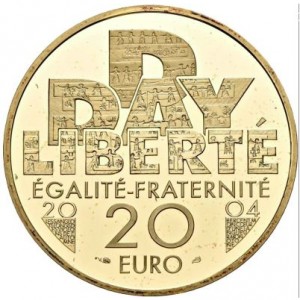 Реверс монеты Франция, 20 евро, 2004, 60 лет Нормандской операции