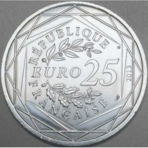 Аверс монеты Франция, 25 евро, 2013, Республика - Уважение