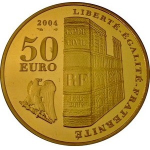 Реверс монеты Франция, 50 евро, 2004, 200 лет коронации Наполеона I