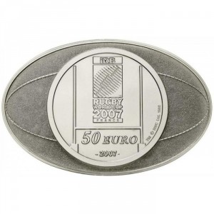 Реверс монеты Франция, 50 евро, 2007, Чемпионат мира по регби 2007 во Франции