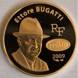Аверс монеты Франция, 50 евро, 2009, 100 лет созданию бренда Бугатти /Этторе Бугатти/