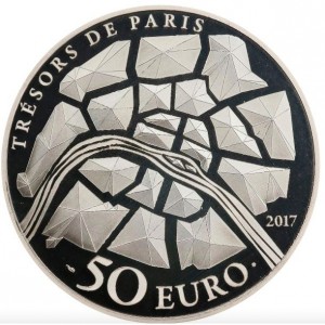 Реверс монеты Франция, 50 евро, 2017, Сокровища Парижа - Статуя Свободы