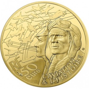 Аверс монеты Франция, 50 евро, 2018, История авиации - Transall