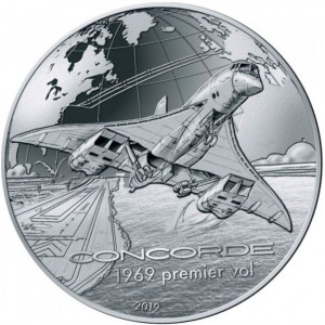Реверс монеты Франция, 50 евро, 2019, История авиации - Конкорд