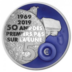 Реверс монеты Франция, 50 евро, 2019, 50 лет высадке на Луну