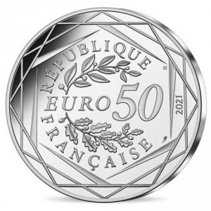 Аверс монеты Франция, 50 евро, 2021, Гарри Поттер - Хогвартс