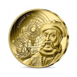 Аверс монеты Франция, 50 евро, 2021, ЮНЕСКО - Фернан Магеллан и Мануэлино