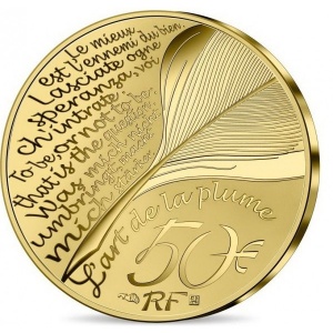 Реверс монеты Франция, 50 евро, 2021, 700 со дня смерти Данте Алигьери