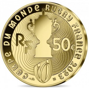 Реверс монеты Франция, 50 евро, 2022, Чемпионат мира по регби 2023. Кубок