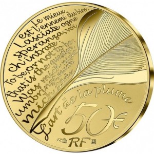 Аверс монеты Франция, 50 евро, 2022, Уильям Шекспир