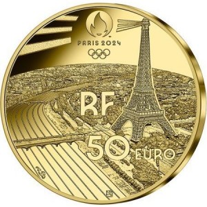 Аверс монеты Франция, 50 евро, 2024, Фехтование