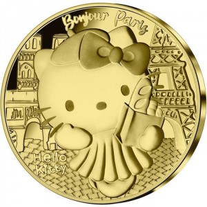 Реверс монеты Франция, 50 евро, 2024, 50-летний юбилей - Hello Kitty /Франция/