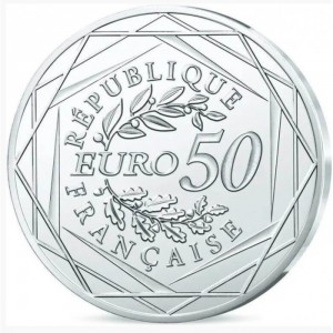 Аверс монеты Франция, 50 евро, 2025, DC Comics - Супермен