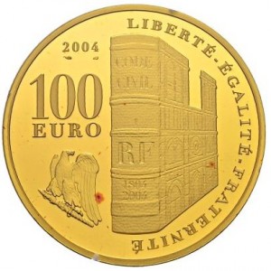 Реверс монеты Франция, 100 евро, 2004, 200 лет коронации Наполеона I