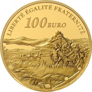 Реверс монеты Франция, 100 евро, 2005, 200 лет битве при Аустерлице