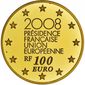 Аверс монеты Франция, 100 евро, 2008, Председательство Франции в Европейском Союзе во 2-ой половине 2008 года