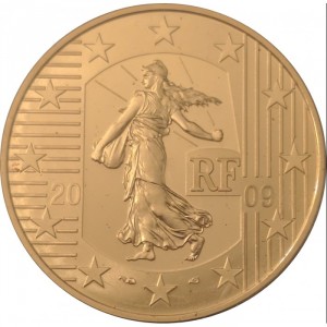 Аверс монеты Франция, 100 евро, 2009, 50 лет Суду по правам человека