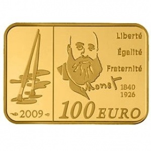 Реверс монеты Франция, 100 евро, 2009, Художники - Клод Моне