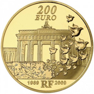 Реверс монеты Франция, 200 евро, 2009, 20 лет падению Берлинской стены