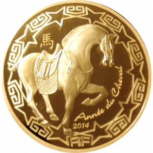 Аверс монеты Франция, 200 евро, 2014, Китайский гороскоп - год лошади