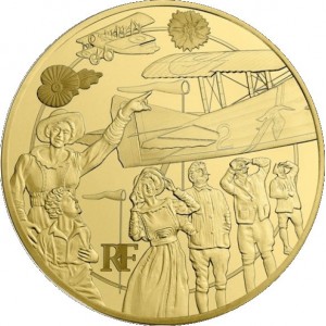 Аверс монеты Франция, 200 евро, 2017, Первый танк и самолет 1917 года