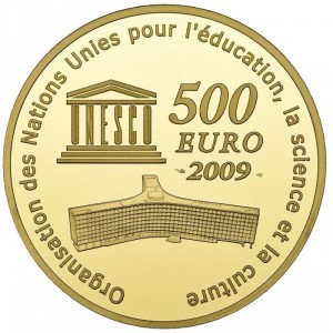 Реверс монеты Франция, 500 евро, 2009, Всемирное наследие ЮНЕСКО - Кремль в Москве