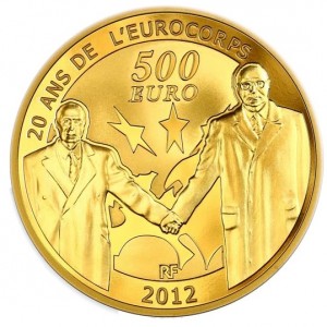 Аверс монеты Франция, 500 евро, 2012, 20 лет Еврокорпусу
