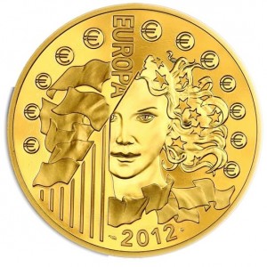 Реверс монеты Франция, 500 евро, 2012, 20 лет Еврокорпусу