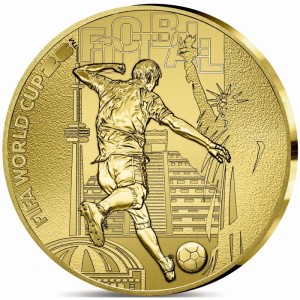 Реверс монеты Франция, 500 евро, 2025, Чемпионат мира по футболу 2026 года