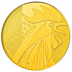 Реверс монеты Франция, 1000 евро, 2014, Петух