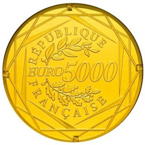 Аверс монеты Франция, 5000 евро, 2014, Петух