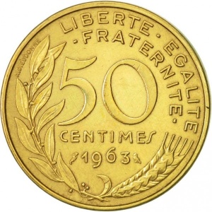Реверс монеты Франция, 50 сантимов, 1962-1964