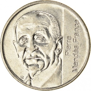 Аверс монеты Франция, 5 франков, 1992, 10 лет со дня смерти Пьера Мендеса-Франса