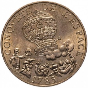 Реверс монеты Франция, 10 франков, 1983, 200 лет первому полету на шаре