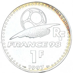 Аверс монеты Франция, 1 франк, 1997, Чемпионат мира по футболу 1998