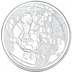 Реверс монеты Франция, 1 франк, 1997, Чемпионат мира по футболу 1998