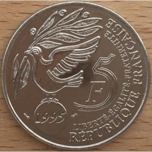 Аверс монеты Франция, 5 франков, 1995, 50 лет ООН