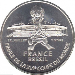 Реверс монеты Франция, 5 франков, 1998, Чемпионат мира по футболу 1998