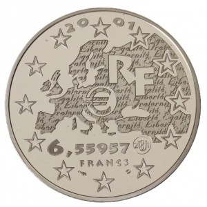 Аверс монеты Франция, 6.55957 франков, 2001, Девиз - Свобода