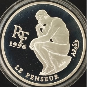 Аверс монеты Франция, 10 франков, 1996, Сокровища европейских музеев - Мыслитель /Огюст Роден/