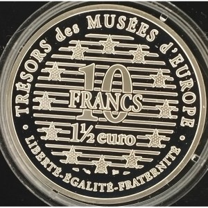 Реверс монеты Франция, 10 франков, 1996, Сокровища европейских музеев - Мыслитель /Огюст Роден/