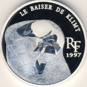 Аверс монеты Франция, 10 франков, 1997, Сокровища европейских музеев - Поцелуй /Густав Климт/