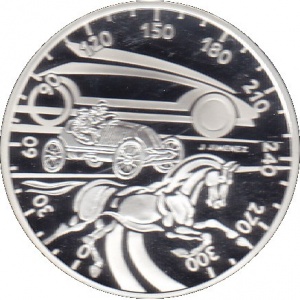Реверс монеты Франция, 10 франков, 2000, XX век - Автомобиль