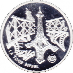Реверс монеты Франция, 10 франков, 2001, Памятники Франции - Эйфелева башня