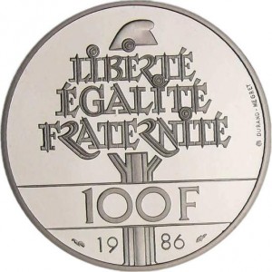 Реверс монеты Франция, 100 франков, 1986, 100 лет Статуи Свободы
