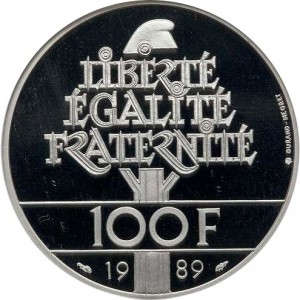 Реверс монеты Франция, 100 франков, 1989, 200 лет Декларации прав человека