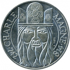 Аверс монеты Франция, 100 франков, 1990, Карл Великий