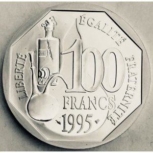 Реверс монеты Франция, 100 франков, 1995, 100 лет со дня смерти Луи Пастера